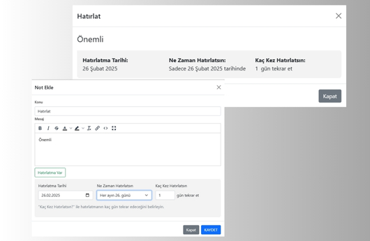 Hatırlatma ve Görev Yönetimi